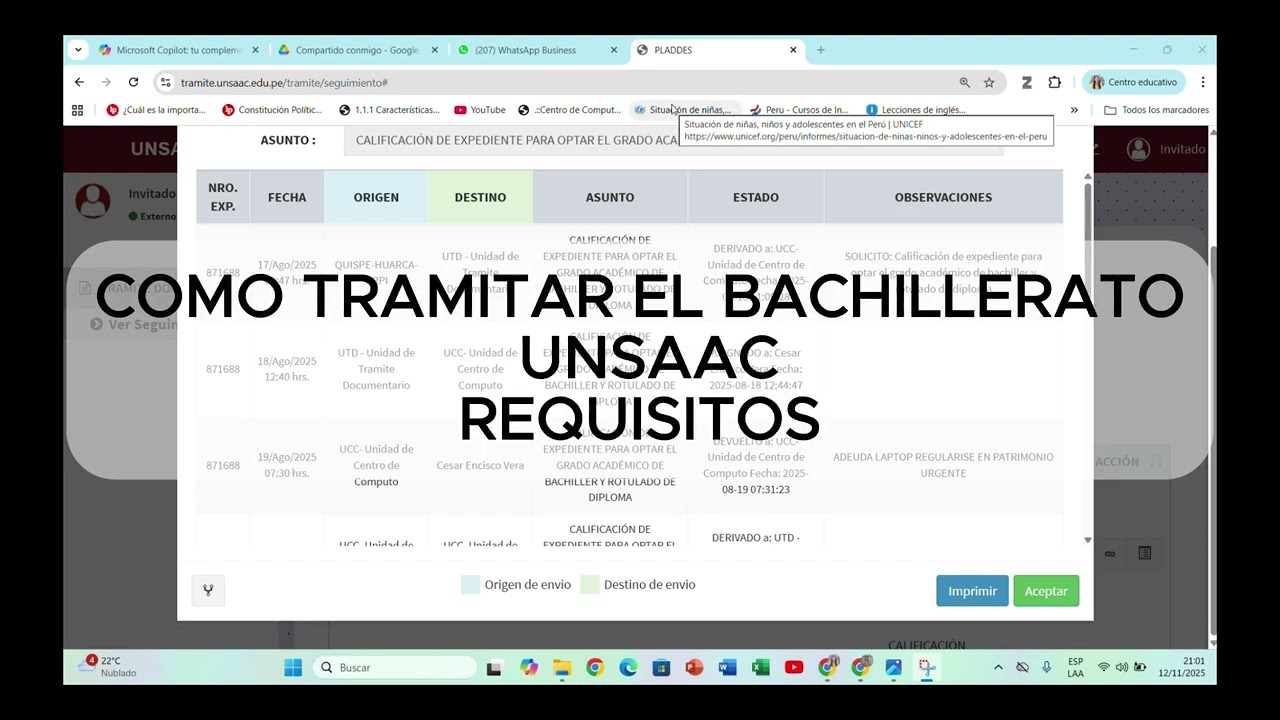 BACHILLERATO UNSAAC - TRAMITE Y REQUISITOS - PARTE I