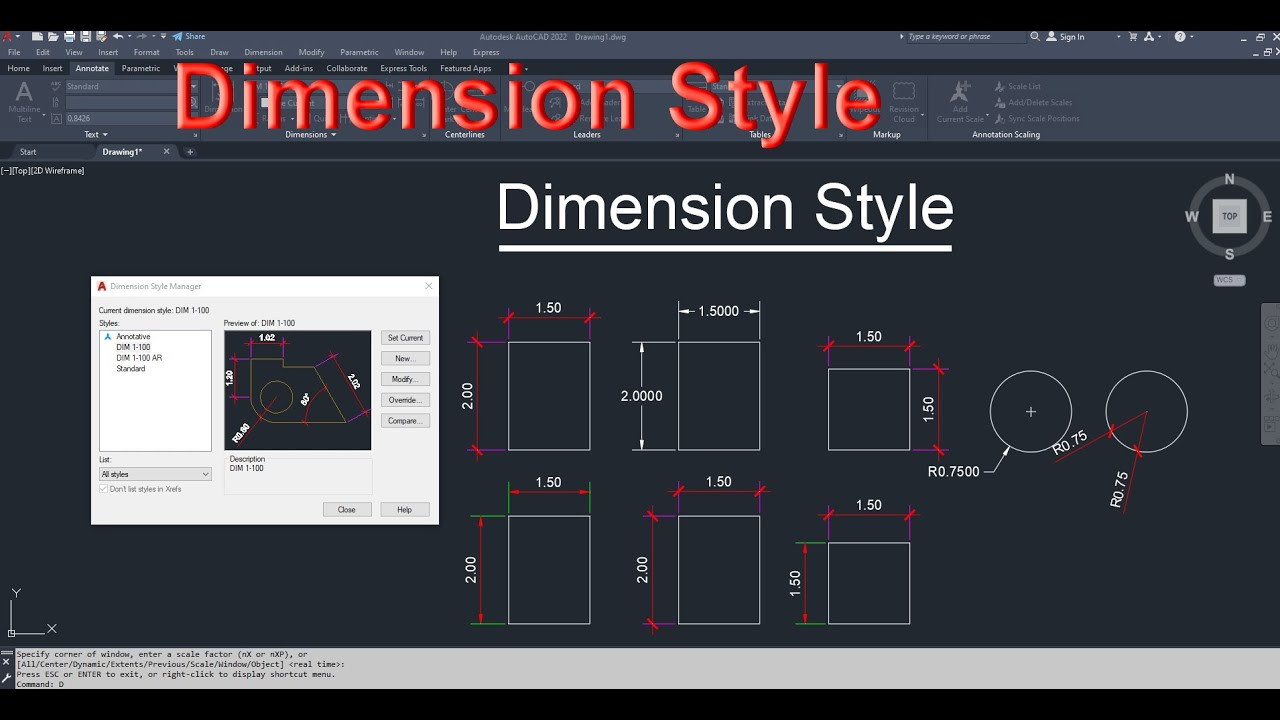 Autocad การตั้งค่า Dimension Style
