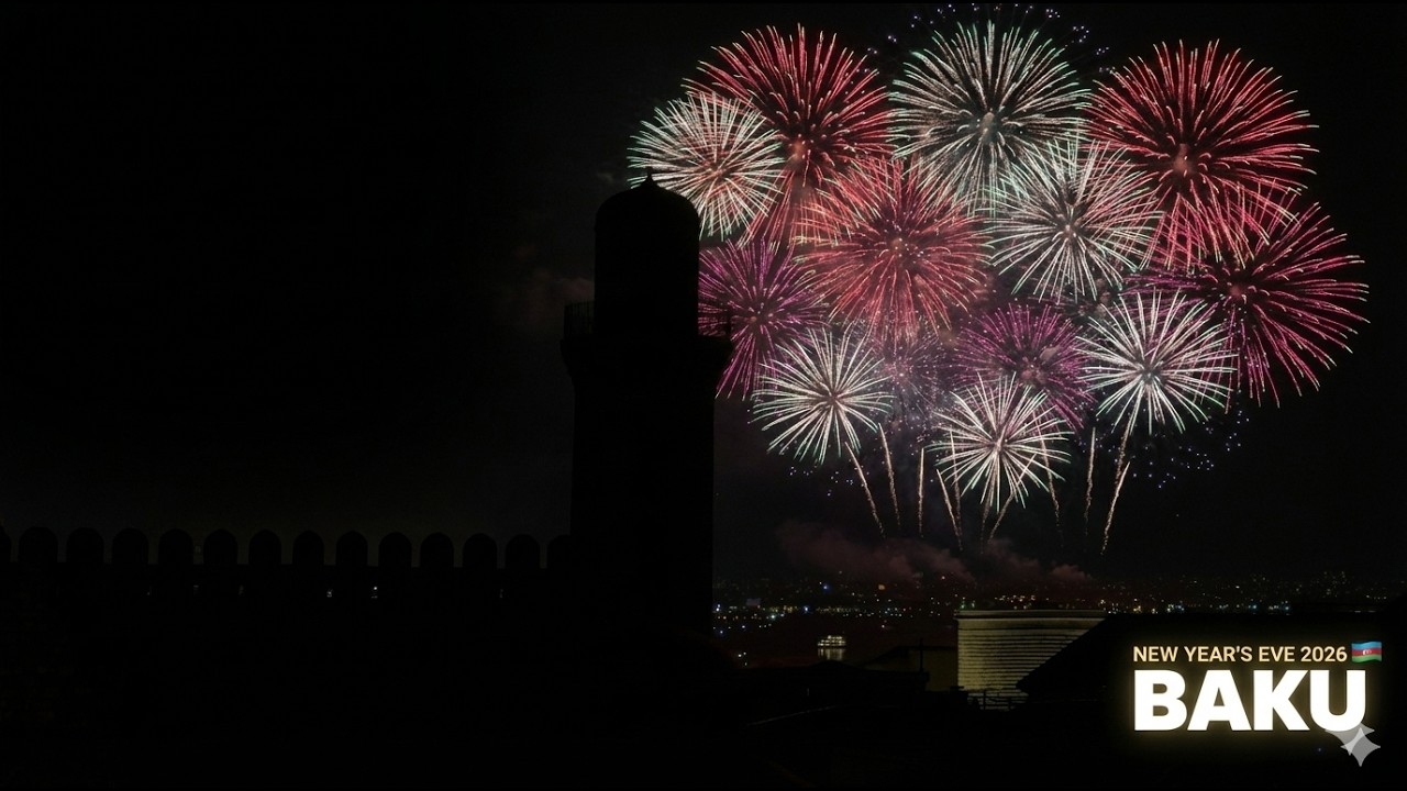 Baku New Year Celebration | Midnight Fireworks over the Caspian Sea