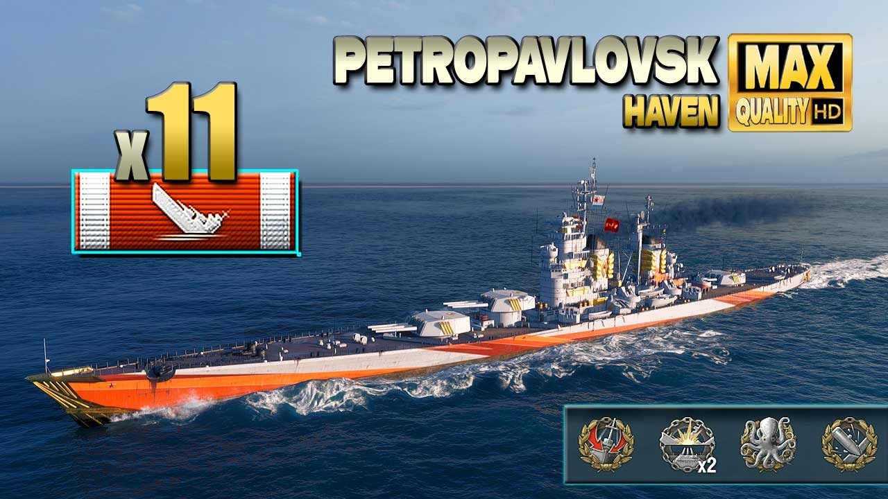 Крейсер Петропавловск: Отличная игра с 11 уничтоженными кораблями - World of Warships