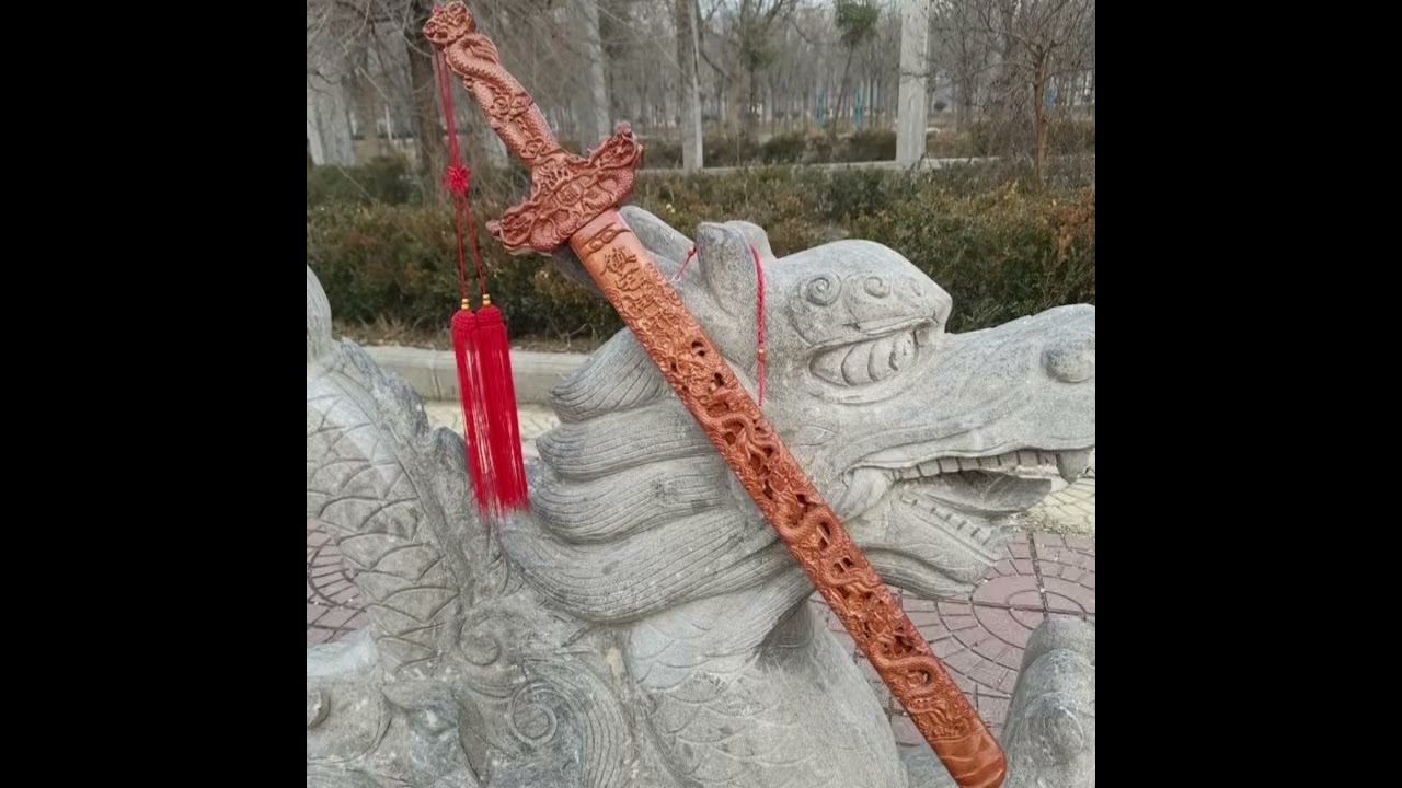 The Feng Shui peach wood sword wards off evil,attracts good luck,protects the home,and brings peace
