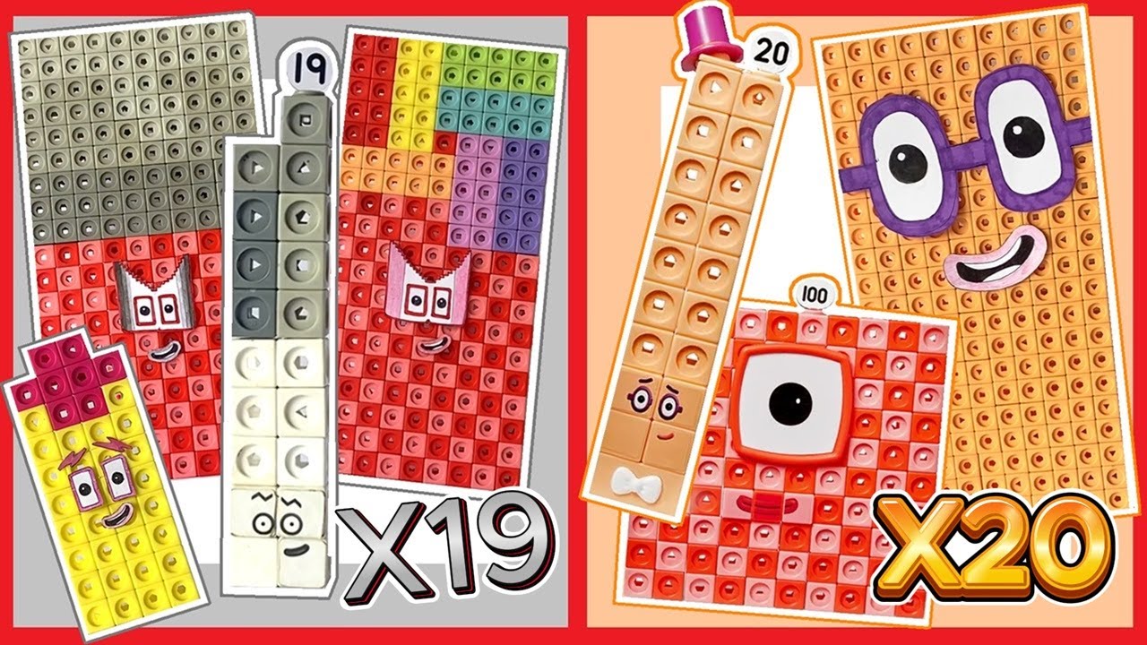 Таблицы умножения на девятнадцать и двадцать (Numberblocks) | Math Link Кубики Умножение X19 X20 ...