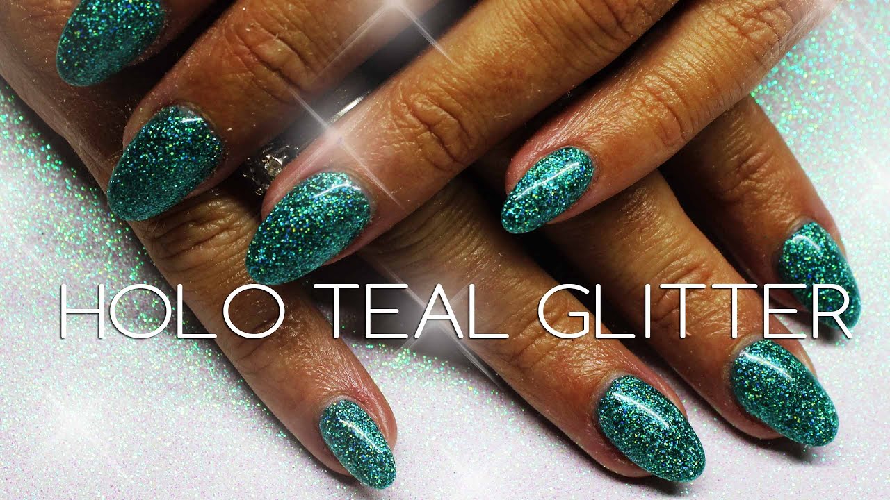 HOLOGRAPHIC TEAL GLITTER ACRYLIC NAILS | HOLOSEXUAL?