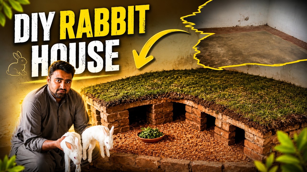 DIY Rabbit House | Mud + Wood | Simple & Strong 🐇🏠