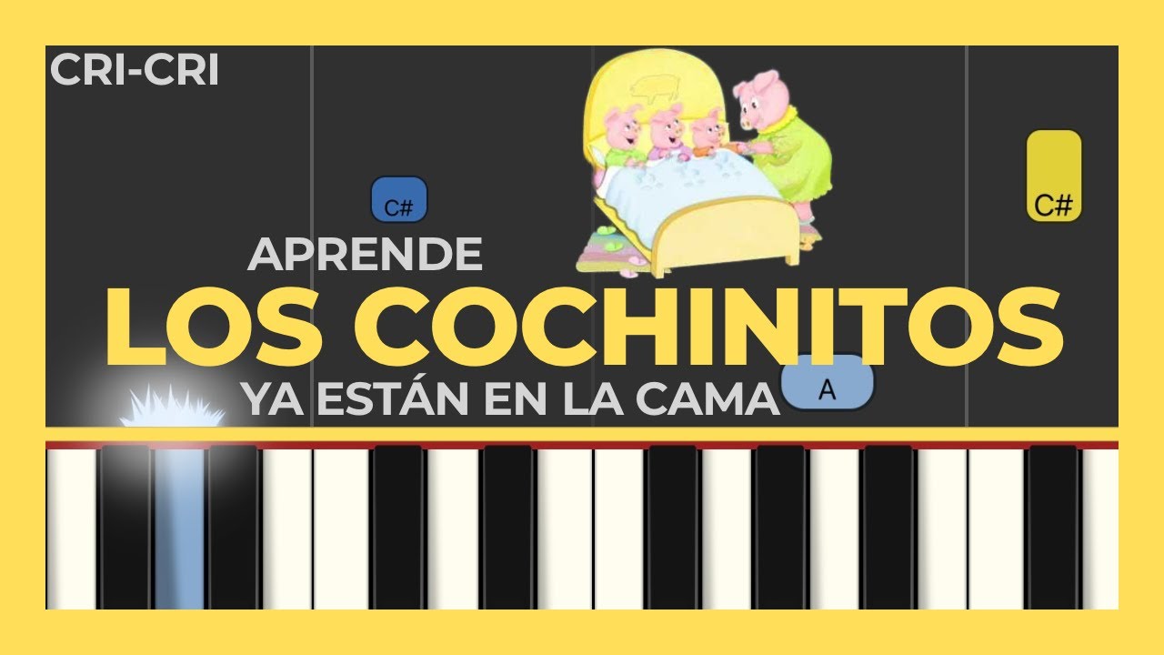 LOS COCHINITOS - Tutorial de piano FÁCIL y LENTO para principiantes en Do mayor