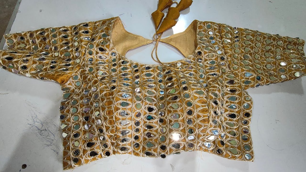 "Today Live✨| Mirror work Blouse with Boat neck Princess cut👗| Step by Step Stitching - don't miss❣️