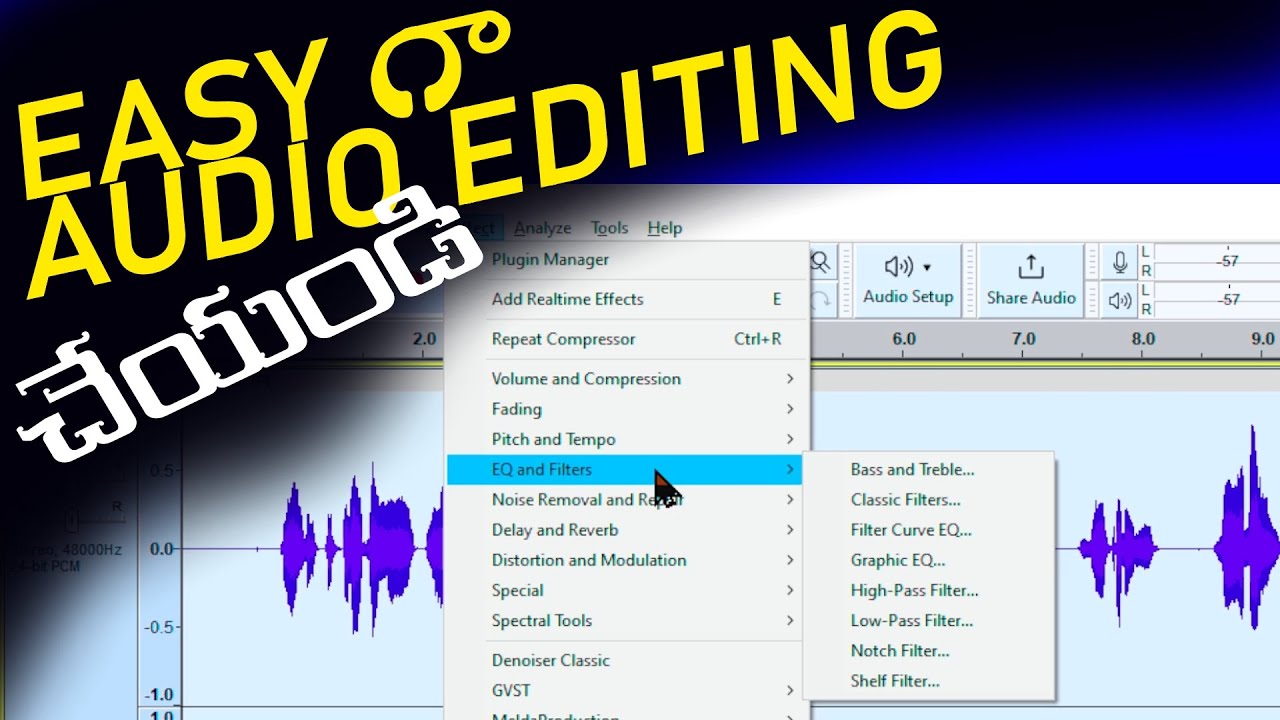 Audio editing Ela cheyali | How to Edit Audio in Audacity | Noise Removing | Limiter | in Telugu