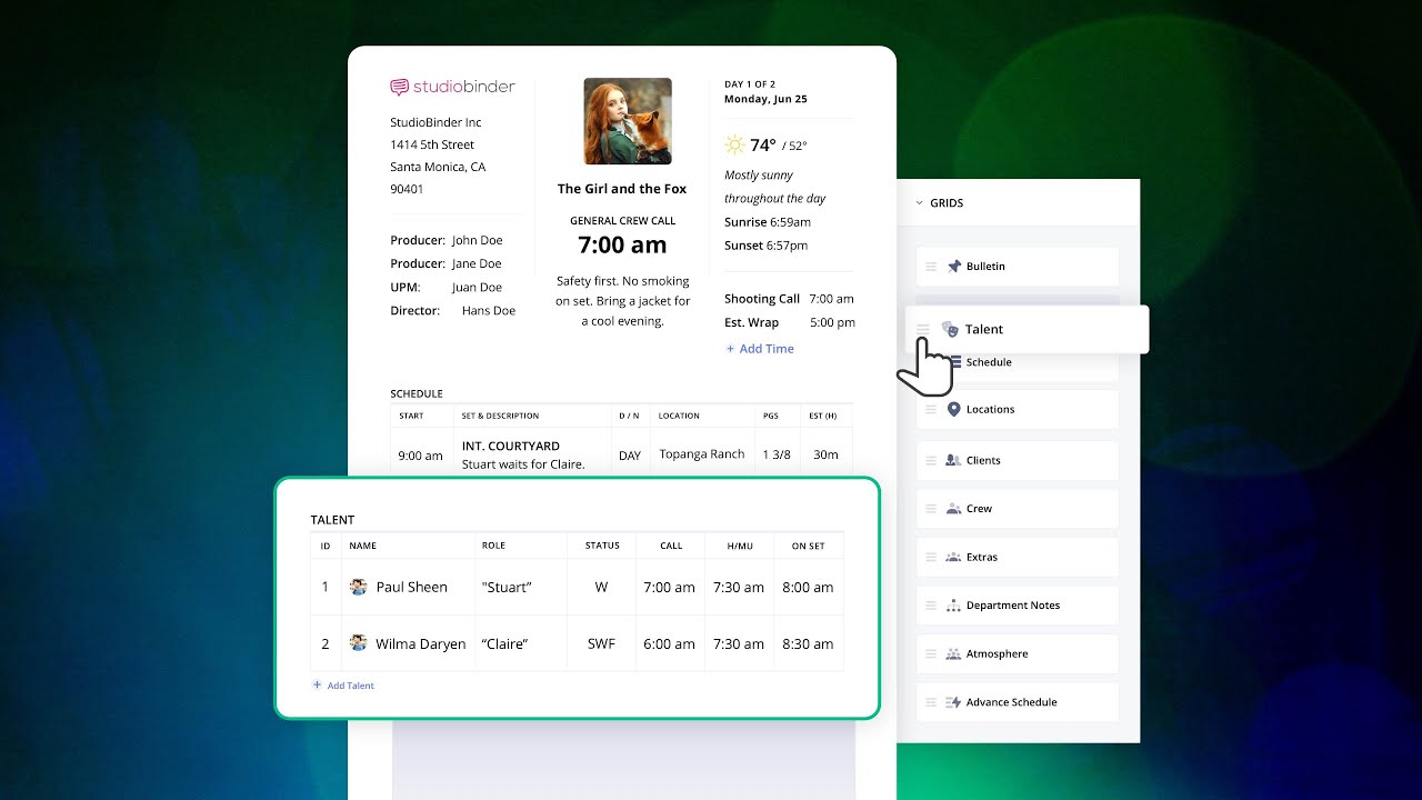 How to Populate a Call Sheet in StudioBinder | Call Sheet Tutorial