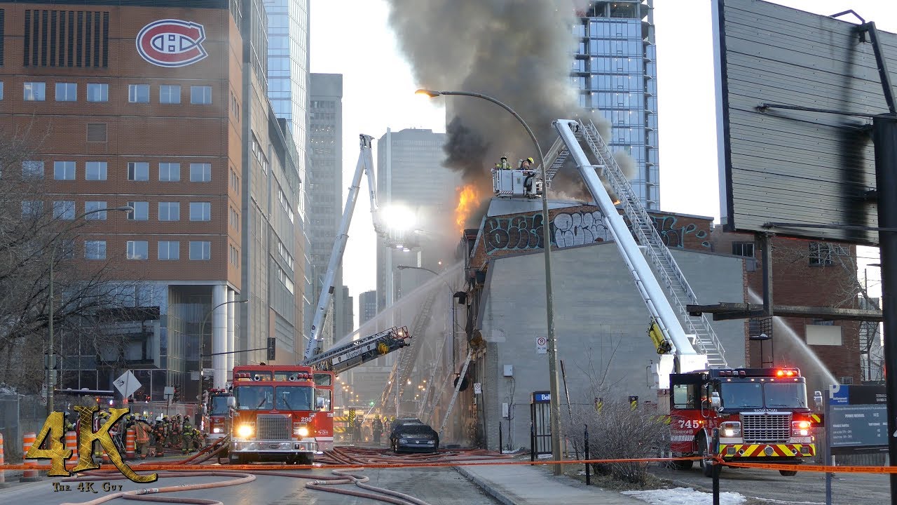 Montréal: Incendie 3 alarmes St-Antoine / 3 alarm downtown fire 3-23-2018