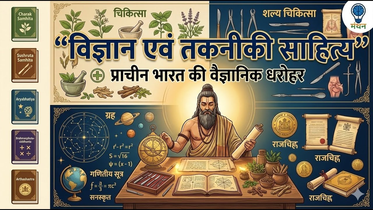 विज्ञान एवं तकनीकी साहित्य | Ancient Indian Sci & Technology | Charak, Sushruta, Aryabhata, Kautilya