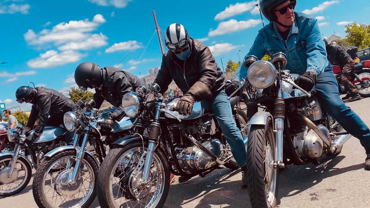 ACE CAFE LONDON That BRIT PACK Collectively Kick-Start Rev-Up & Ride-Out on TRIUMPH Moto-Guzzi & BSA