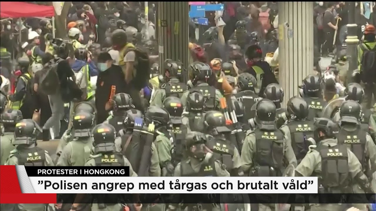 Blodiga sammandrabbningar i Hongkong - Nyheterna (TV4)