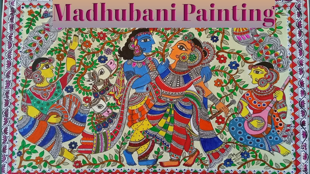 Madhubani painting || madhubani painting of Radha Krishna || Radha Krishna || step by step