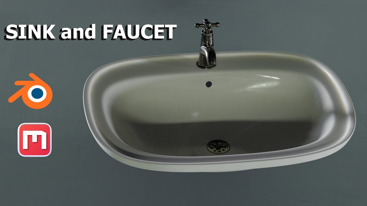 How to model and texture a Sink - Blender 3.6.0 - Quixel Mixer 2022.1.1 Beta - PART 2