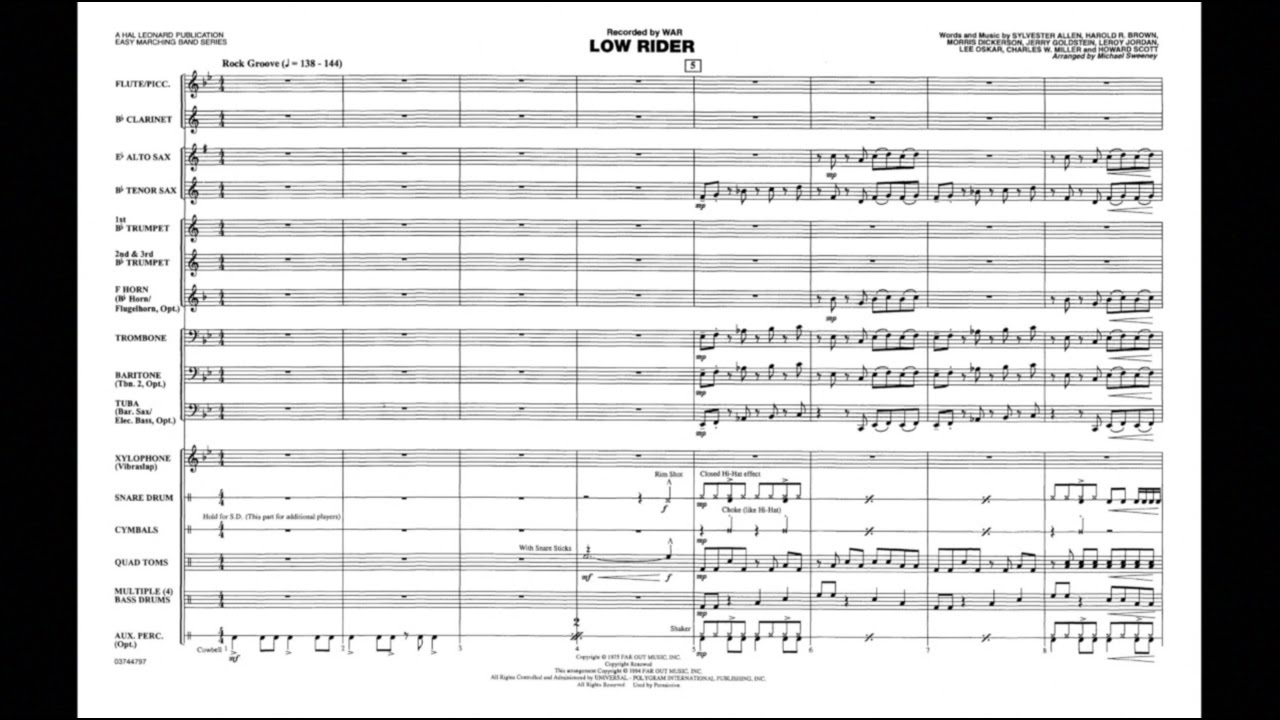 Low Rider arranged by Michael Sweeney