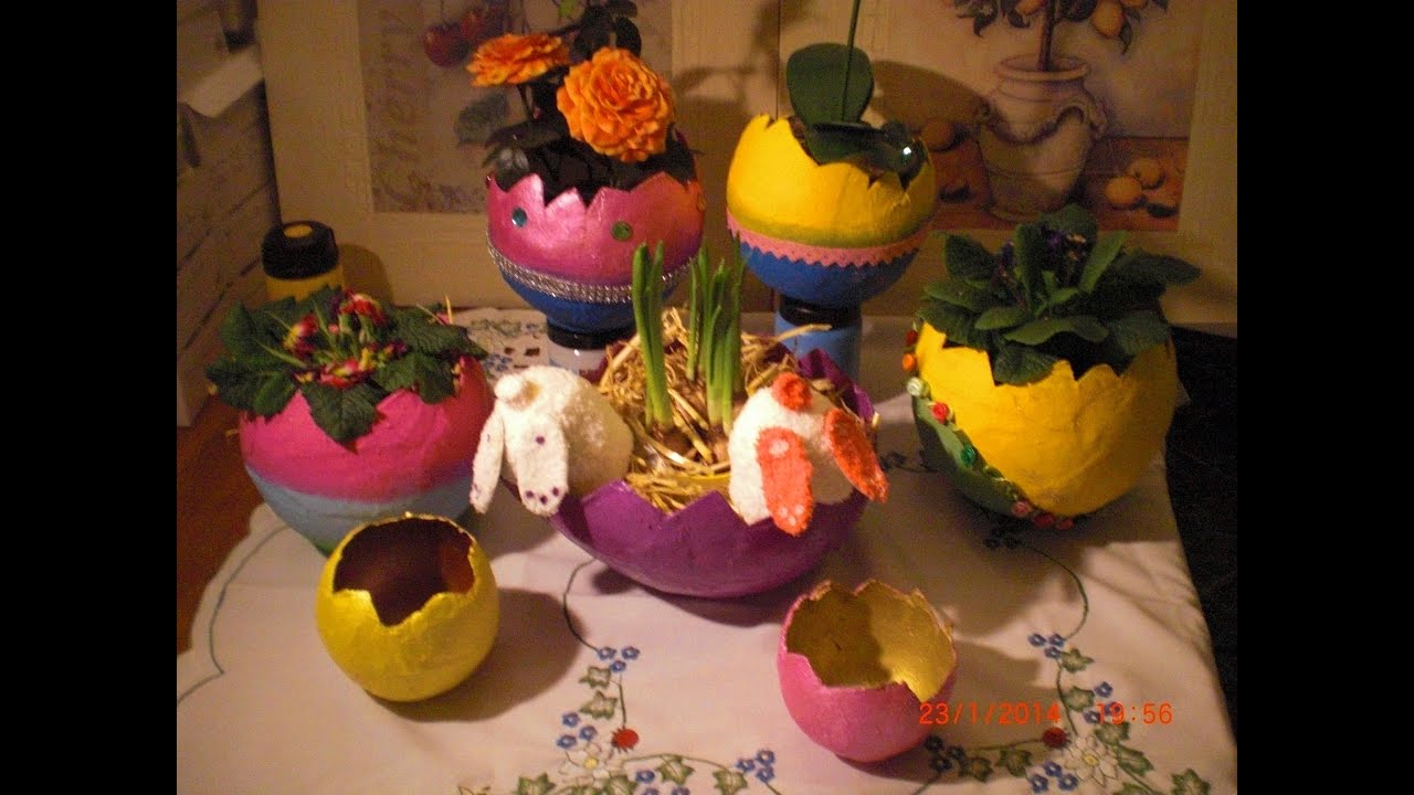 XXL Osterei / Osterschale aus Gipsbinden  - hübsche Osterdeko/ Vasen + Pflanzgefässe