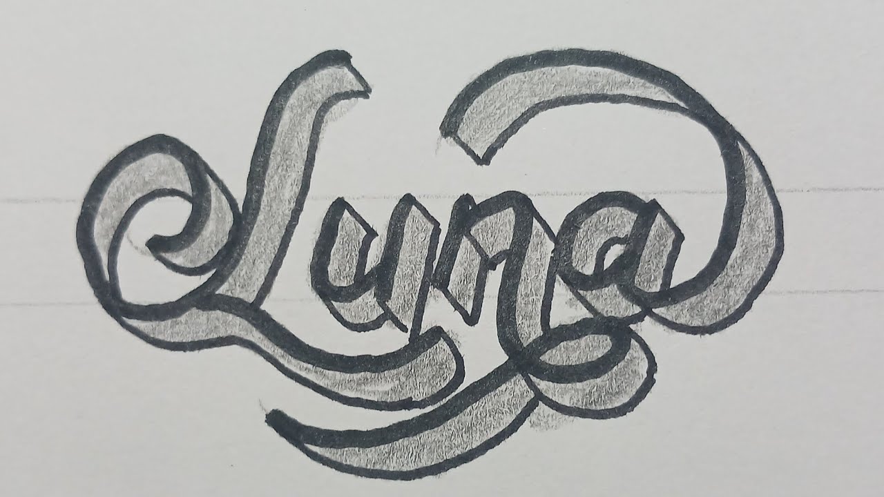 How To Draw 3d Calligraphy Name For Beginners Easy / Drawing Art On Paper Step By Step 47