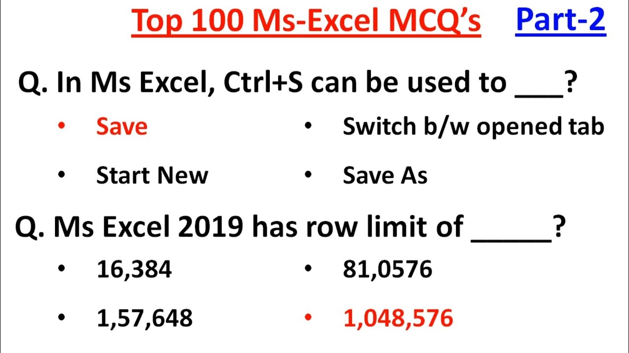 100 лучших вопросов по MS Excel | Вопросы и ответы по MS Excel | Microsoft Office