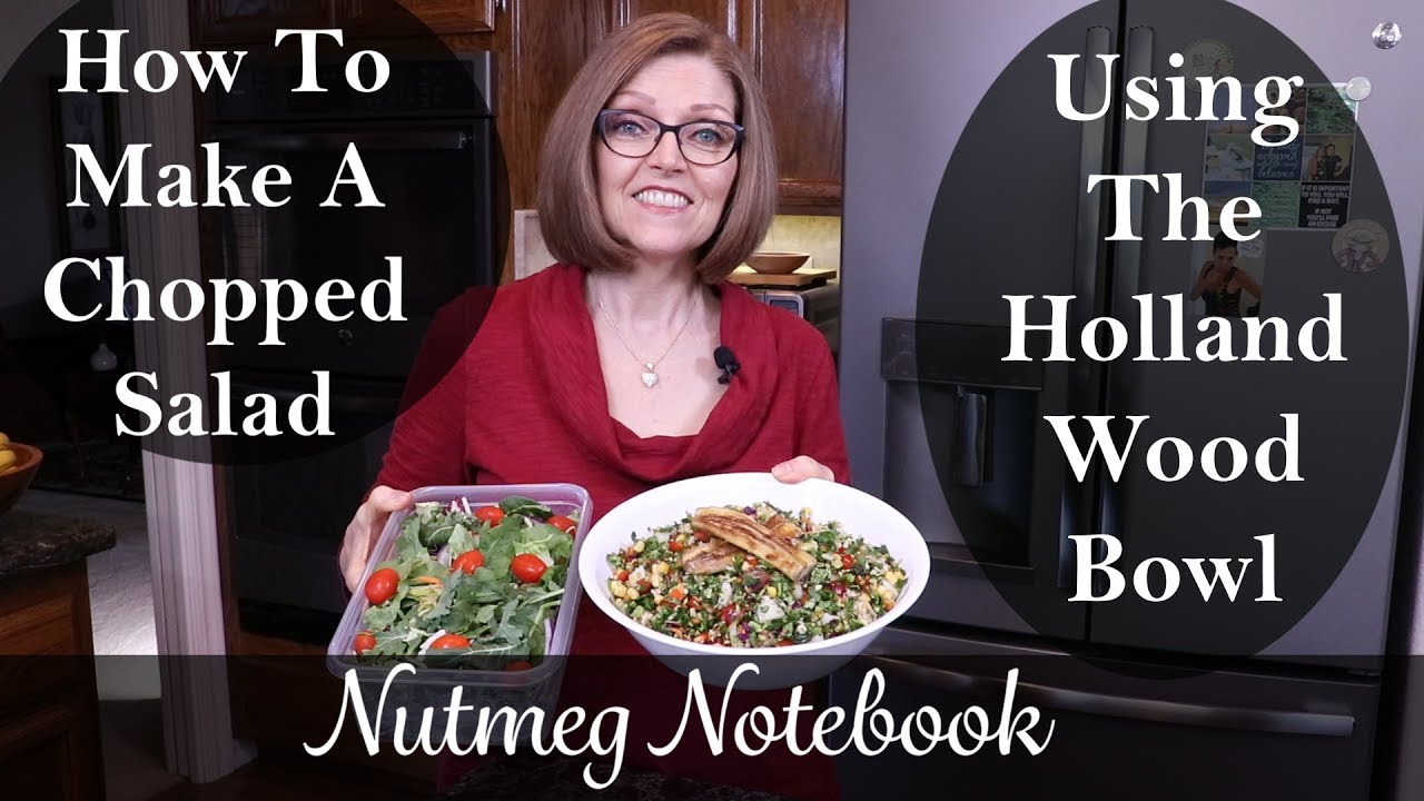 How To Make A Delicious Chopped Salad Using The Holland Wood Bowl and a Mezzaluna Knife