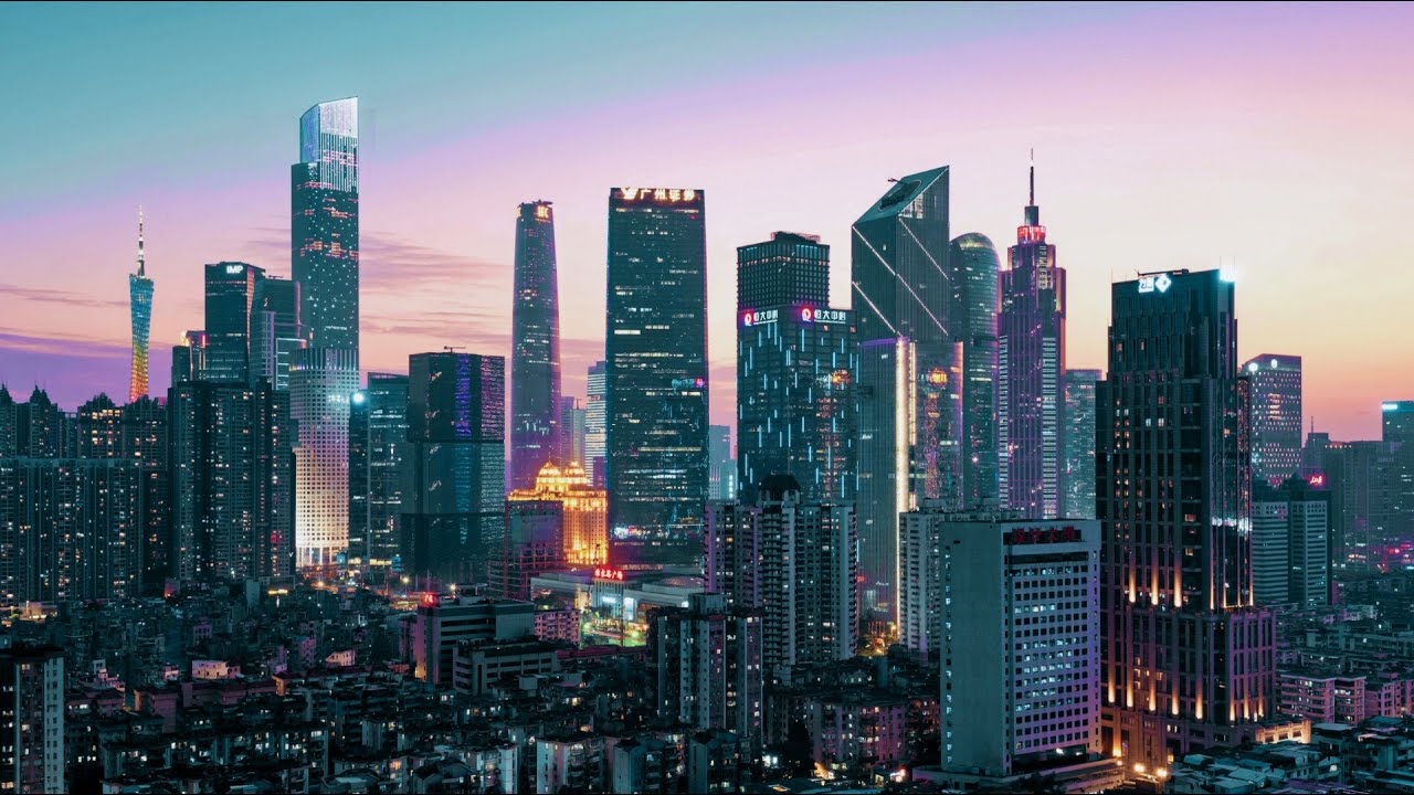Skyline of Guangzhou China, Aerial View of The Most Impressive CBD In the World, Most Skyscrapers
