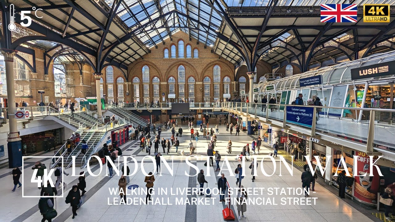 Walking London's in The City, Liverpool Street Station, Leadenhall Market | London Sunny Day Walk 4K