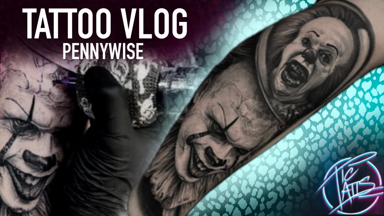 7 HOUR TATTOO! Bill Skarsgard And Tim Curry's Pennywise + RealTime And Timelapse | TICTATTS