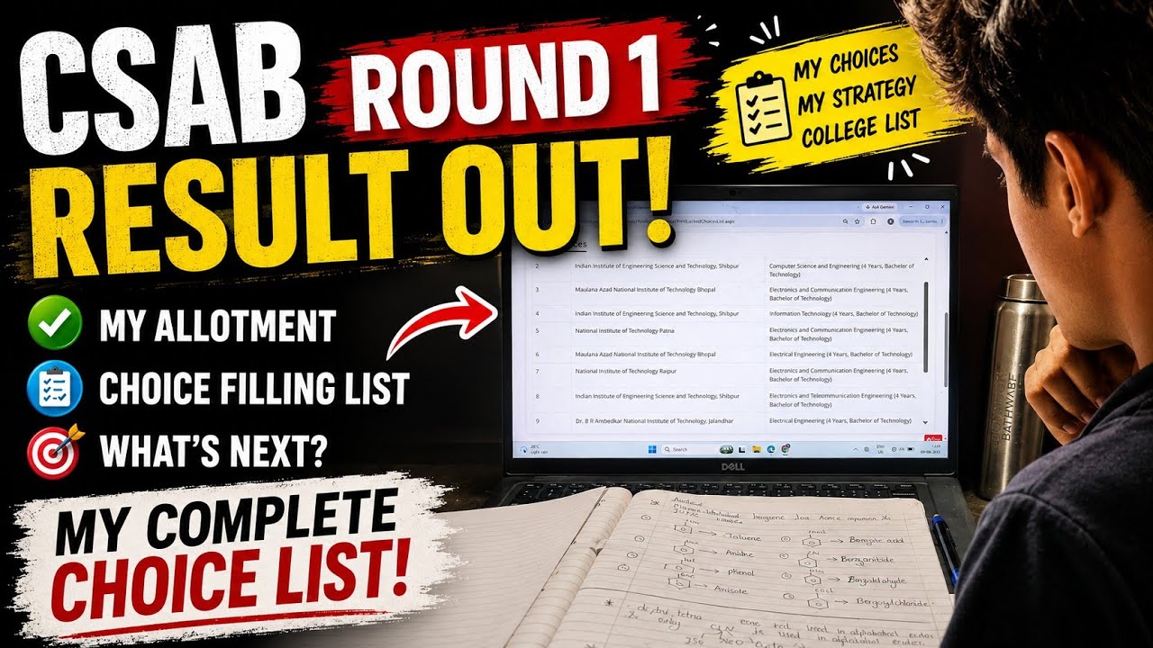 CSAB 2026 Round 1 Result OUT 🔥 | My Allotment + Complete Choice Filling List