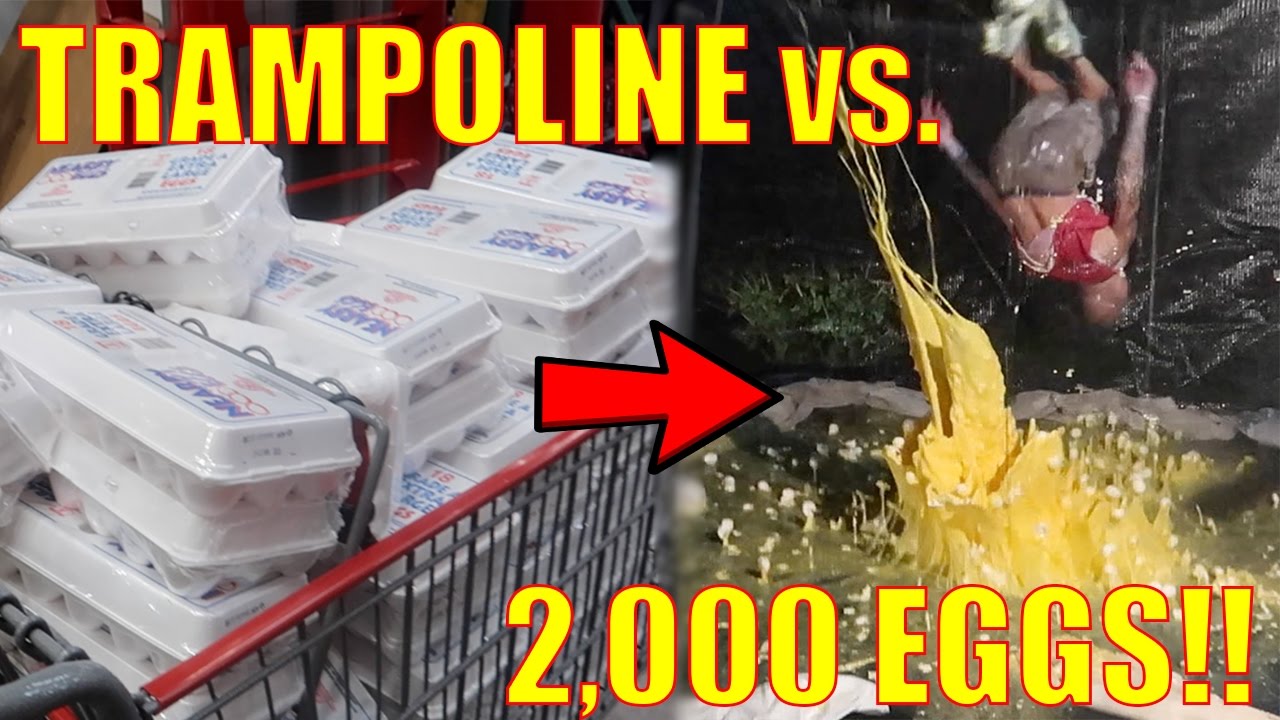 TRAMPOLINE VS. 2,000 EGGS!!!