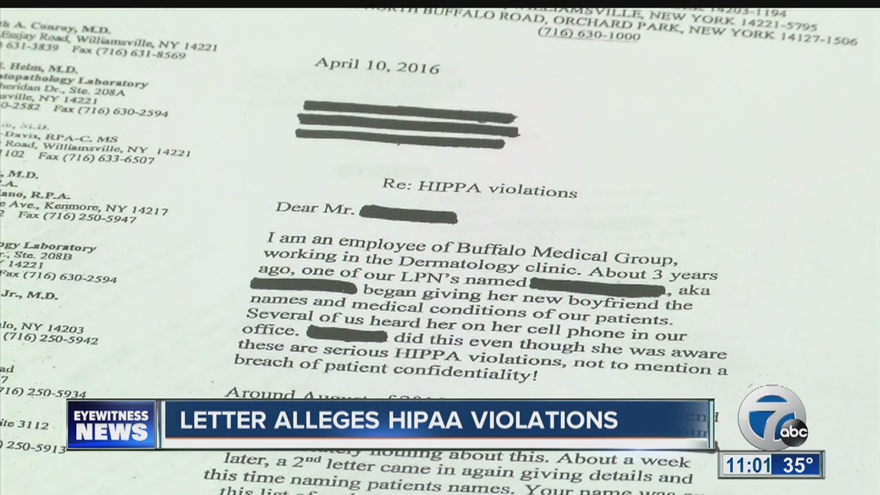 Letter alleges HIPAA violations