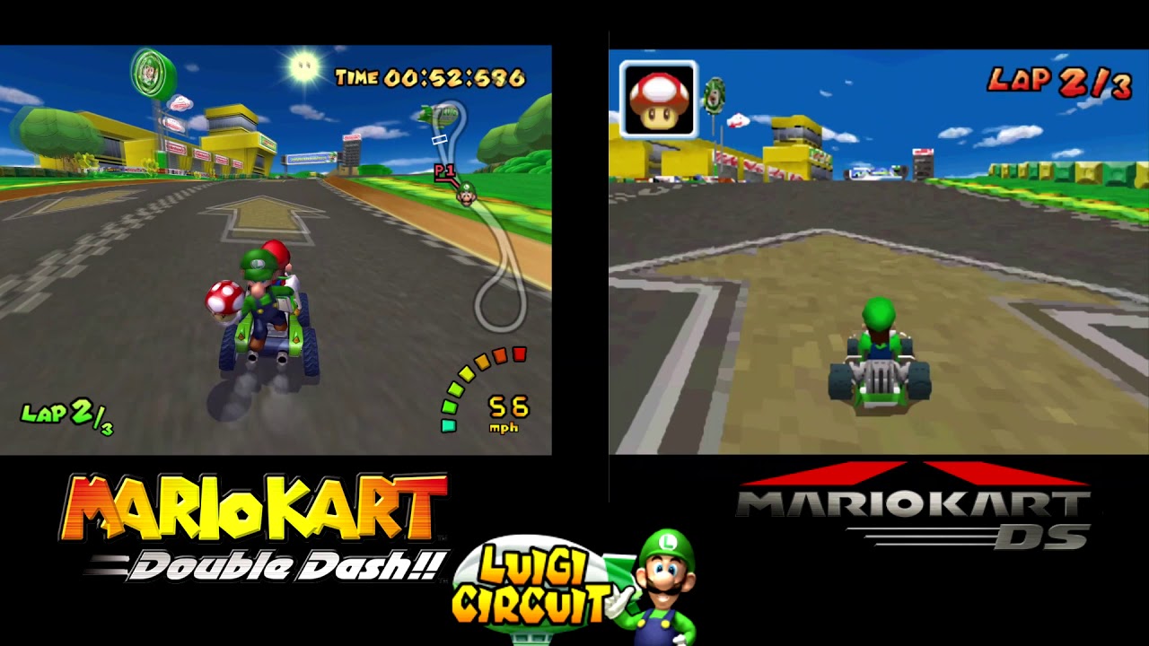 GCN Luigi Circuit Mario Kart Double Dash and DS Comparison