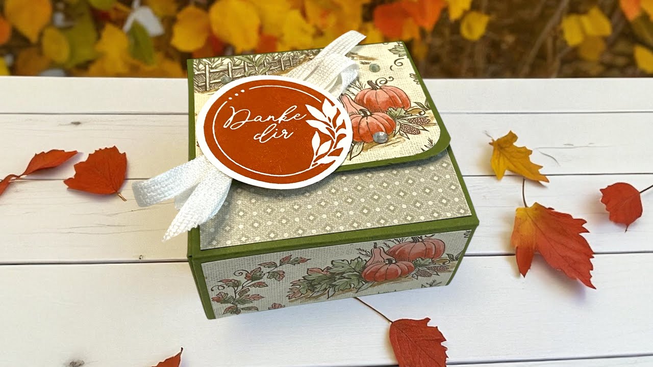 herbstliche Schachtel, die man flach lagern kann/ Stampin`Up! Herbstszenen/rundum liebe Wünsche