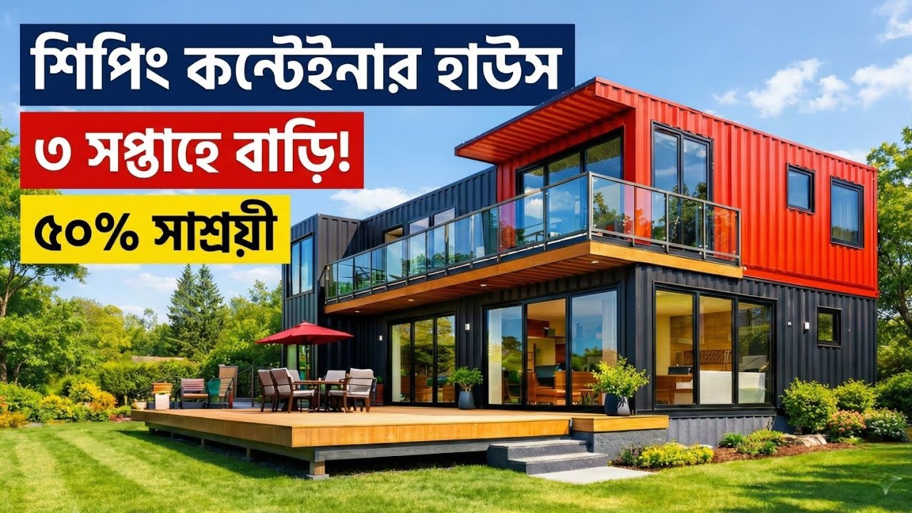  শিপিং কন্টেইনার হাউস — ৩ সপ্তাহে বাড়ি! ৫০% সাশ্রয়ী নির্মাণ সমাধান। Barnomala Architects & Interior