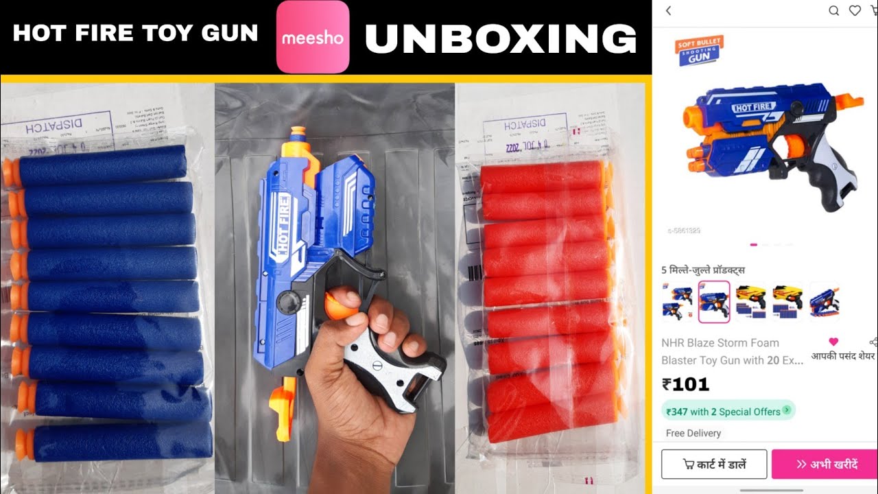 Meesho Unboxing Hot Fire Toy Gun with 20 Soft Bullet Toy Gun|Meesho/Allunboxs