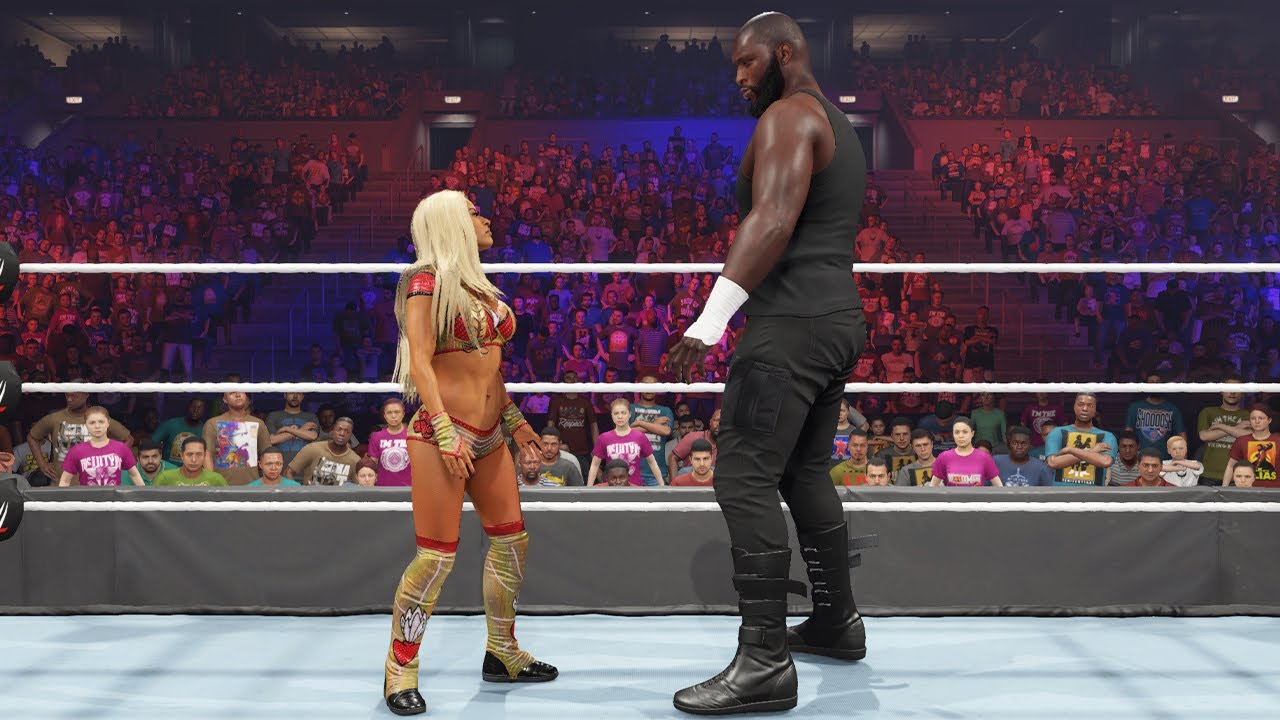 Omos vs Queen Zelina - Intergender Full Match - WWE 2K23
