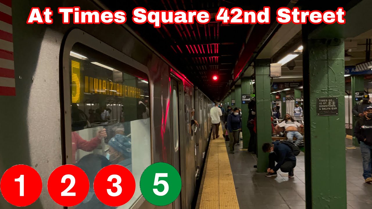 IRT 7th Avenue Line| (1)(2)(3)(5) Train action at Times Square 42nd Street. (AM Rush hour)
