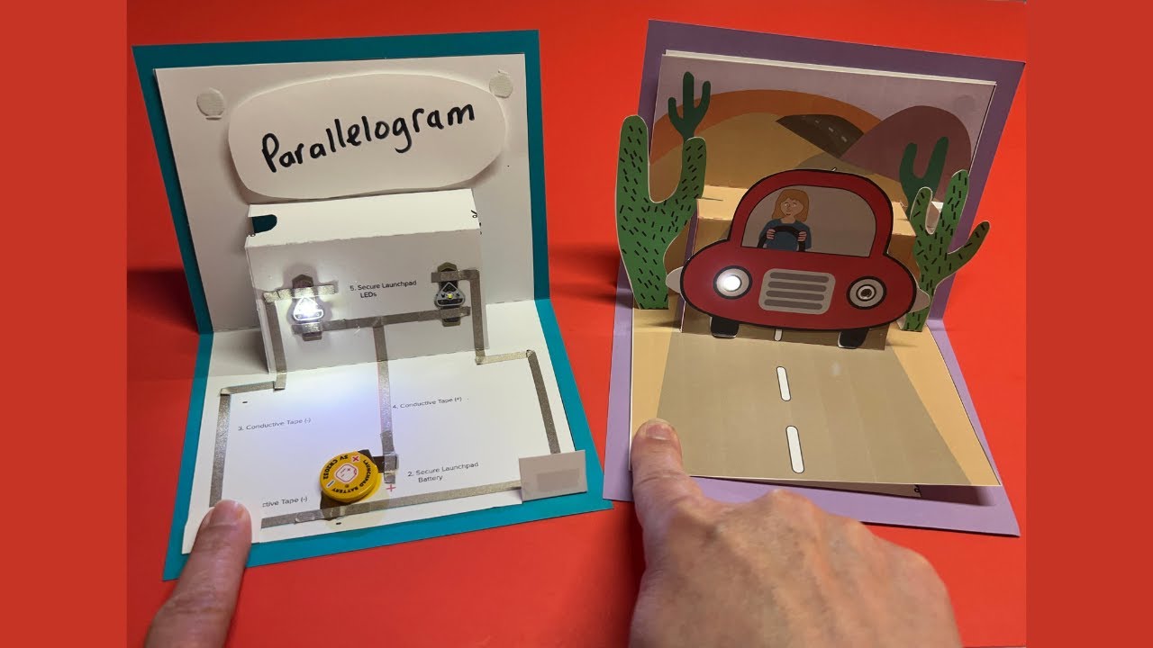 Light-up, Pop-up Parallelogram with an OR Switch (featuring Chibitronics)