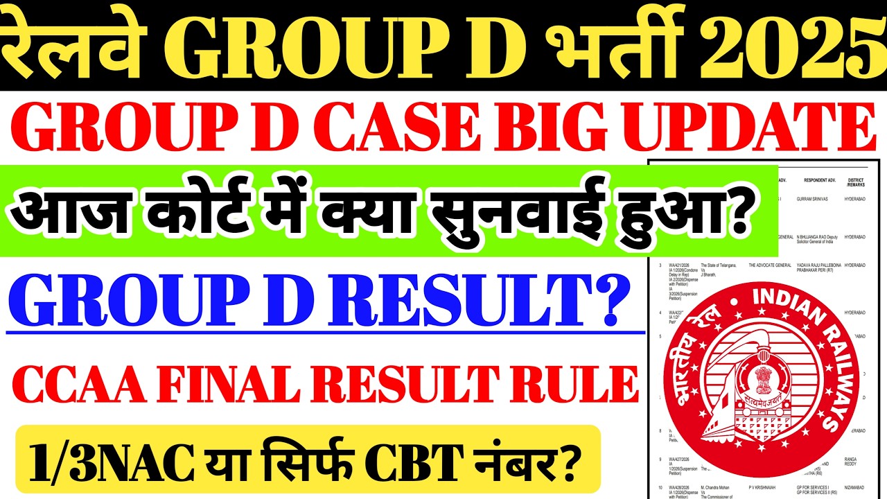 रेलवे GROUP D भर्ती 2025 | COURT CASE BIG UPDATE,आज कोर्ट में क्या सुनवाई हुई?, 1/3NAC या सिर्फ CBT?