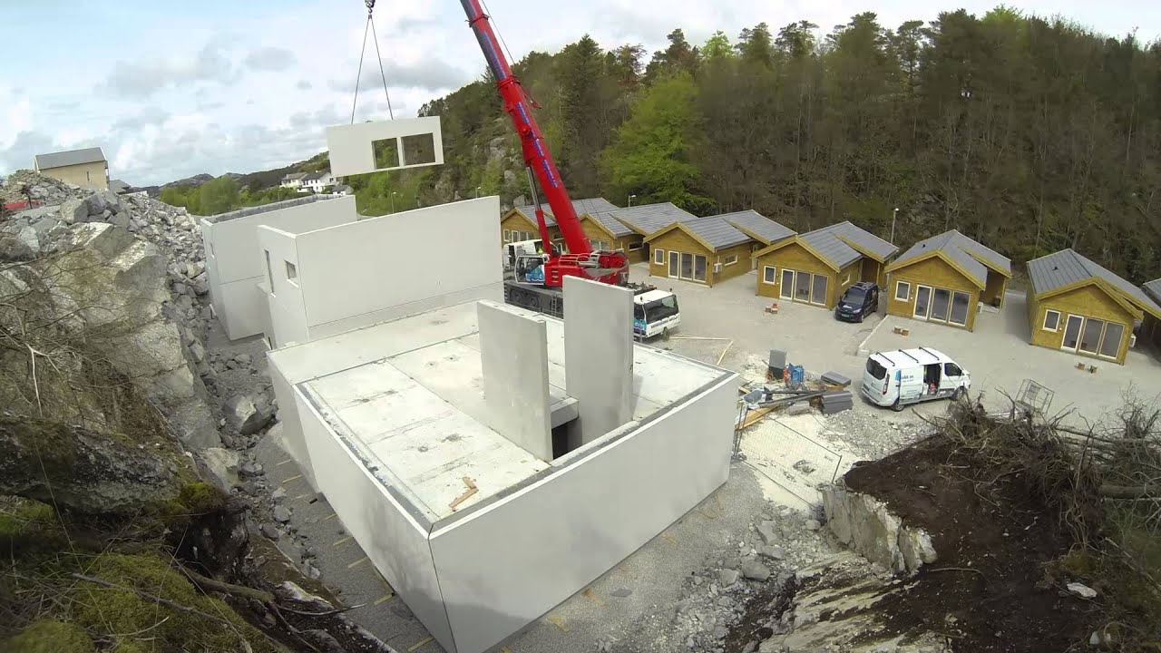 TIMELAPSE Montering betongelementboliger Eigerøy