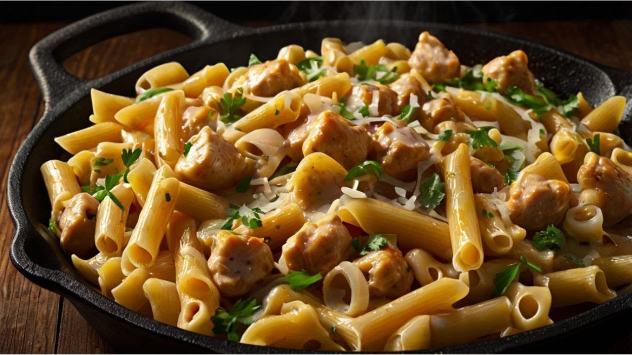 One-Pan Chicken Pasta with Peppers & Cheese | Easy Skillet Recipe 🍗🌶️🧀