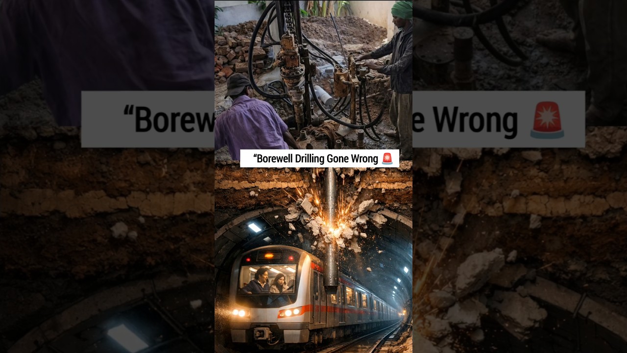 🚨Borewell Drilling Gone Wrong: Breaks Into Metro Tunnel 😱