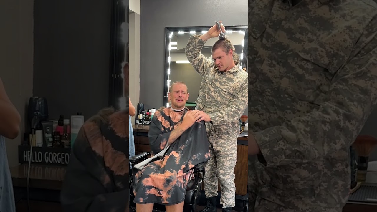 Military Soldier stands in solidarity with his Brother and shaves his head in support ❤️