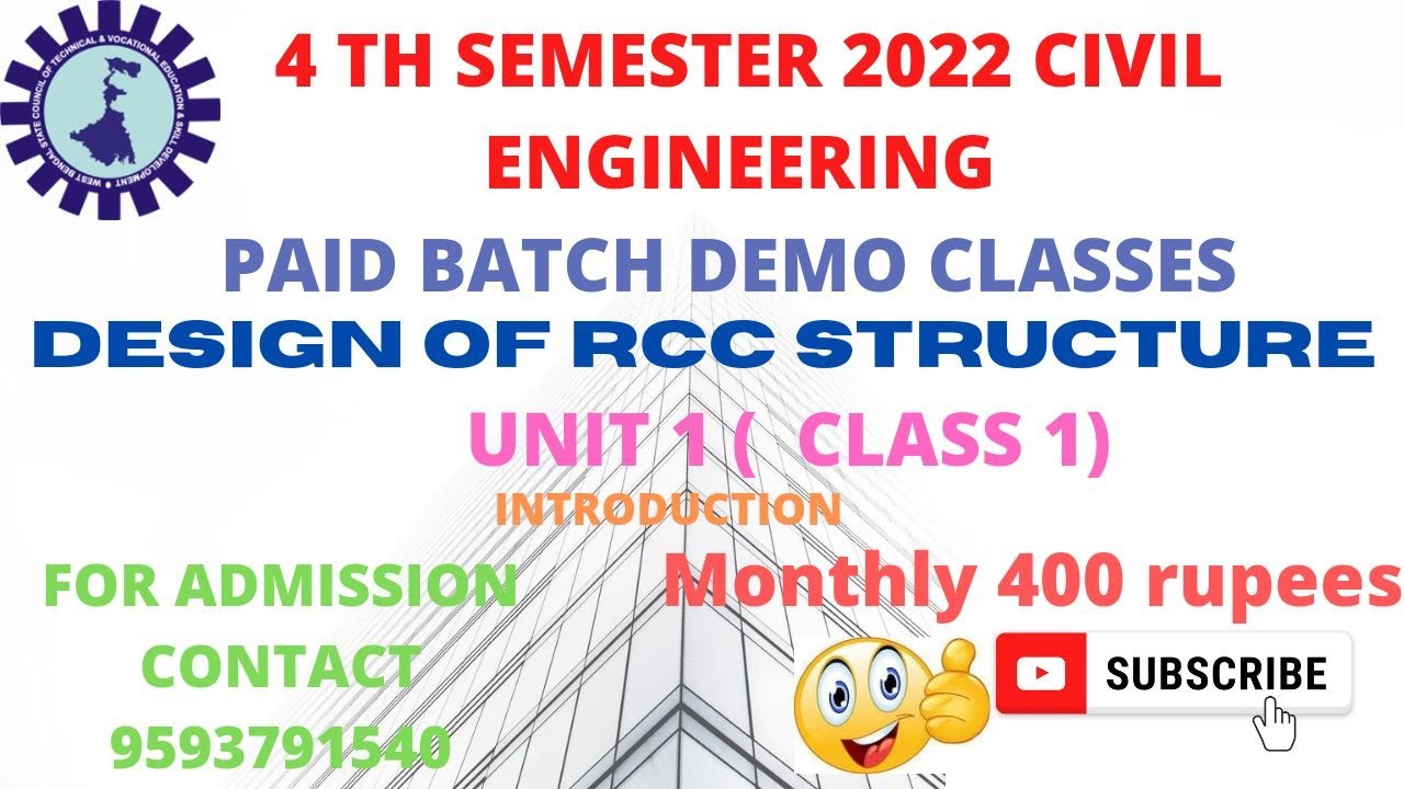 4TH SEMESTER| DESIGN OF RCC STRUCTURE  UNIT 1|PAID BATCH CLASS DEMO FOR 2022| UNIT 1 INTRO. PART 1