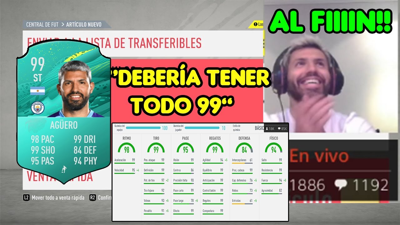 EA LE DA LA CARTA DE 99 AL KUN AGÜERO Y MARCA DOBLETE