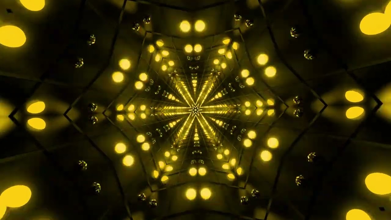 1 Hour Glowing Gold Lights Neon Tunnel Party Disco background   Free Video Loops   Seamless