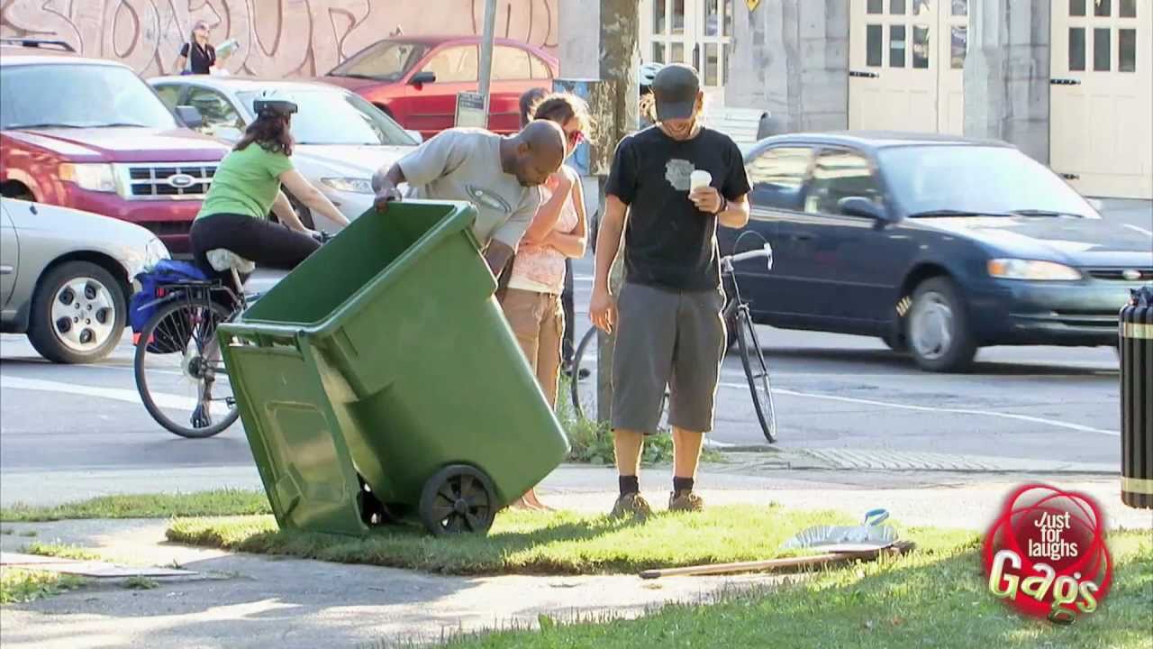 Man Disappears In Garbage Bin Prank
