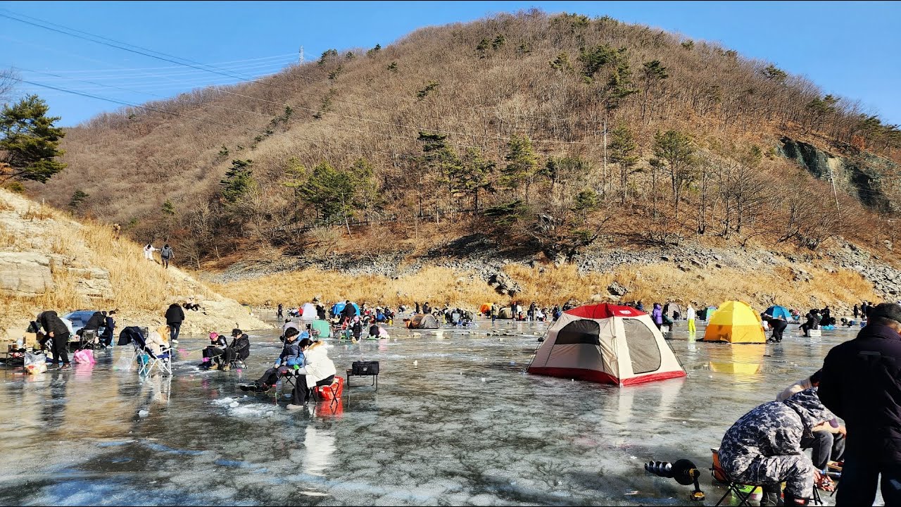 경상도 빙어낚시는 금봉지가 최고 낚시터입니다 - 맑은 수질을 자랑하는 경상도 최고의 빙어낚시터 - 가족과 함께 행복합니다