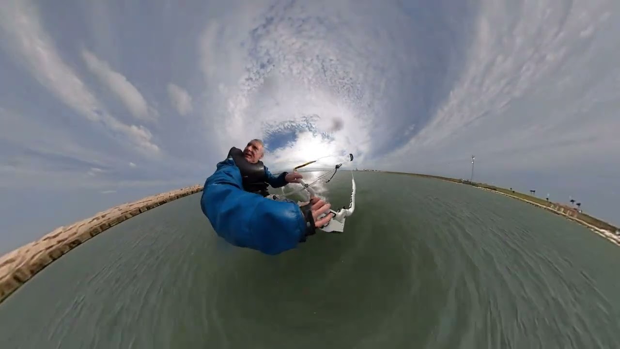 Galveston Kiteboarding over powered by wind gusts, but I managed as always!!!