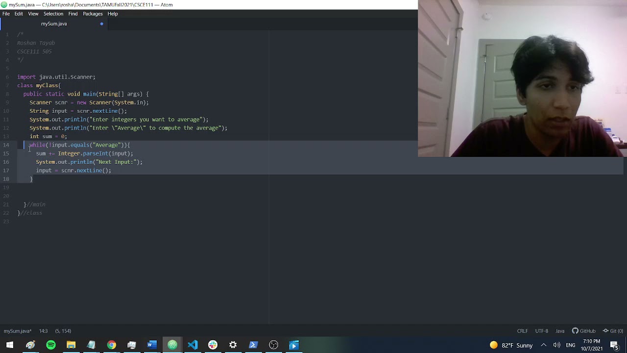Using while loops to compute average values in java