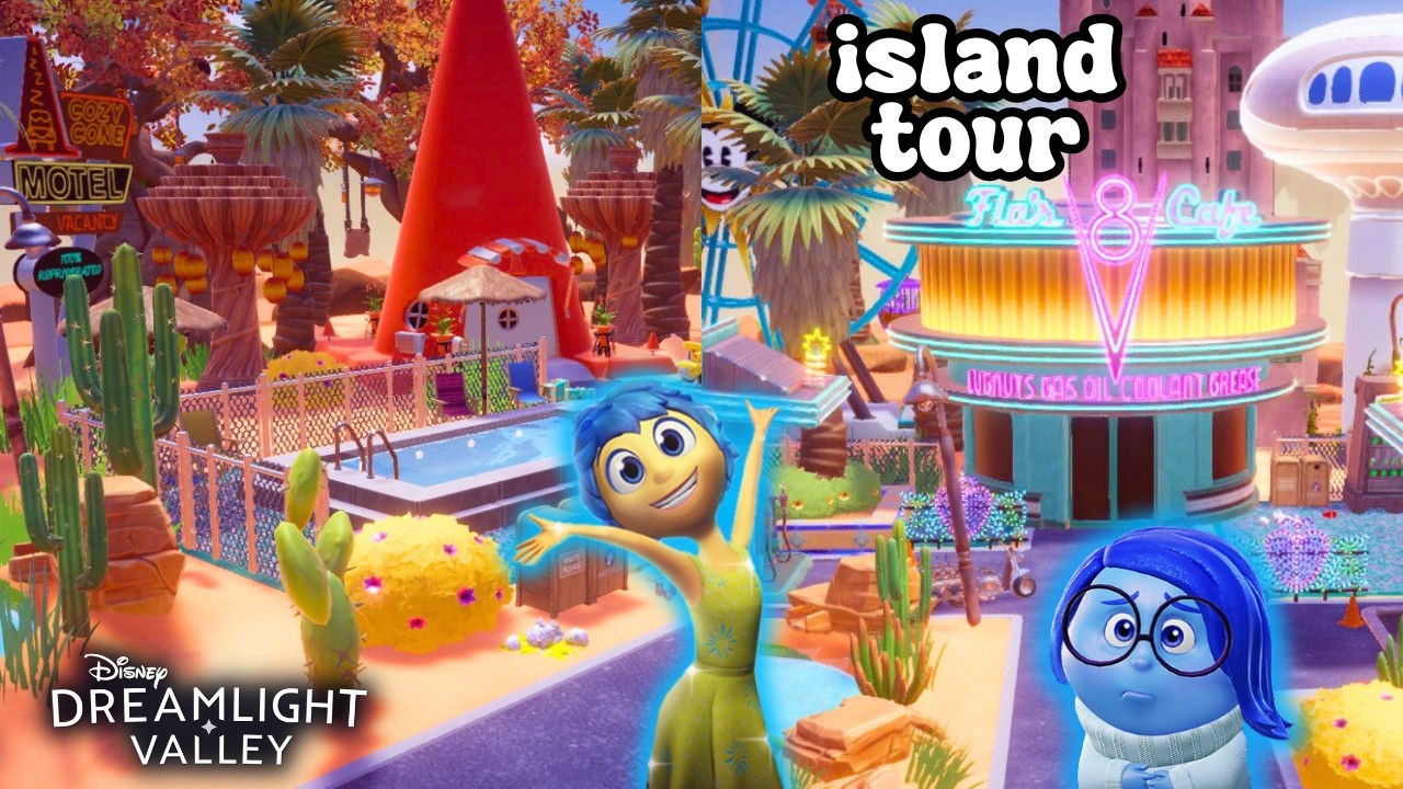 RADIATOR SPRINGS NEON CITY ISLAND TOUR 🌵 COZY CONE MOTEL | Disney Dreamlight Valley