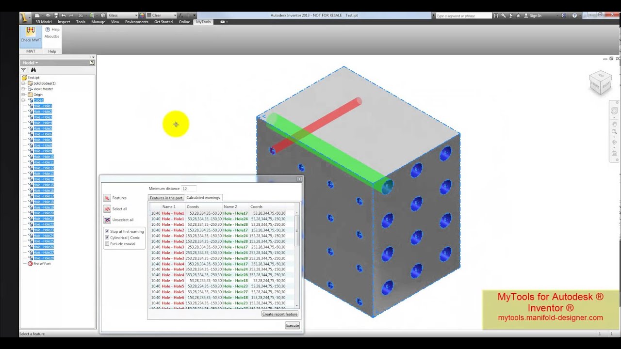 MyTools for Autodesk Inventor - Minimum wall thickness calculation